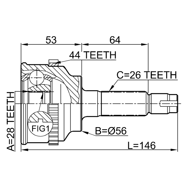 0510-034A44_ШРУС наружный к-кт! Mazda 323 F/S IV 1.4-1.6i 16V 98-04 preview 2