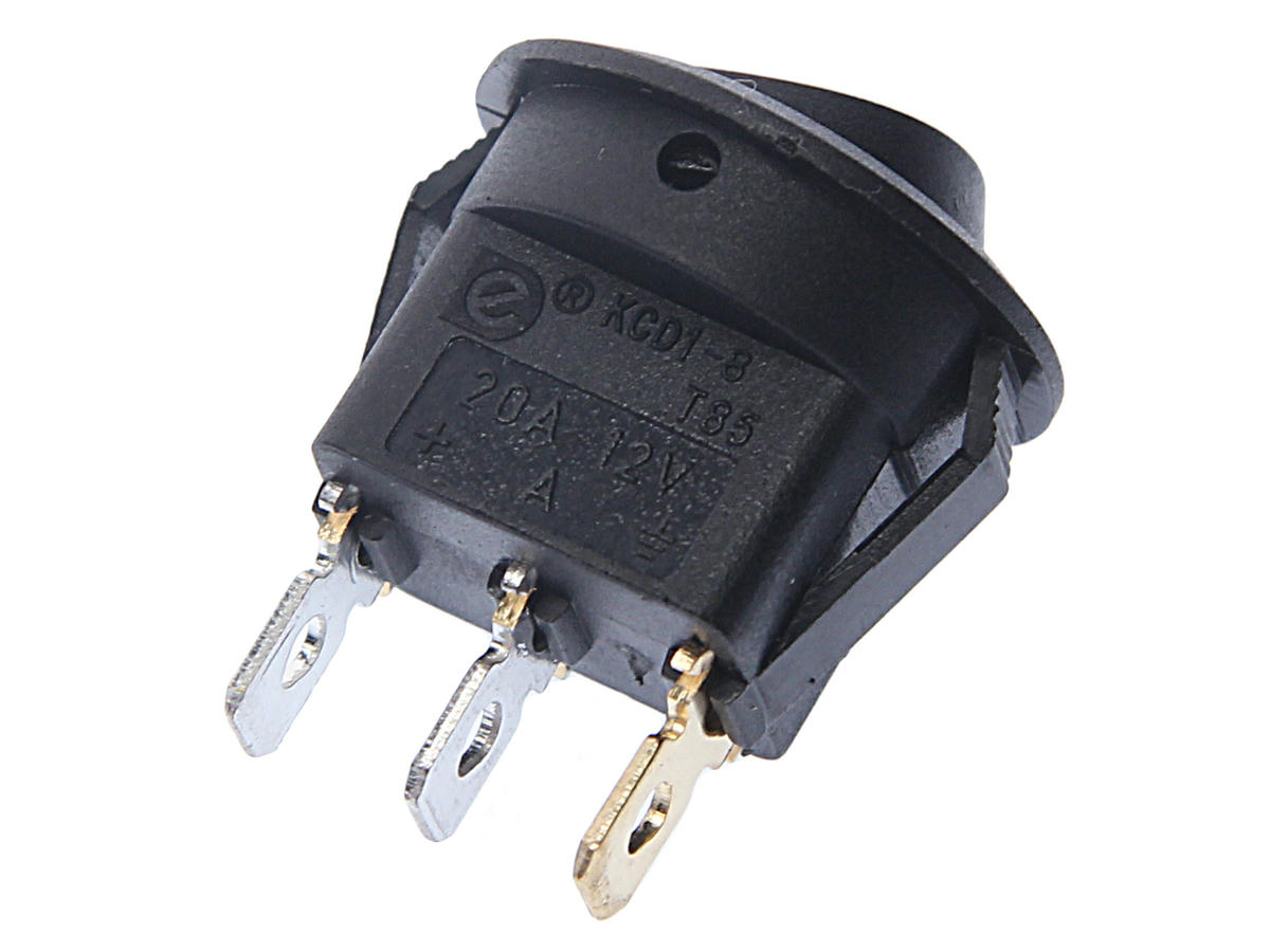 Выключатель клавишный круглый 12V 16A черн. с син. подсв. preview 1