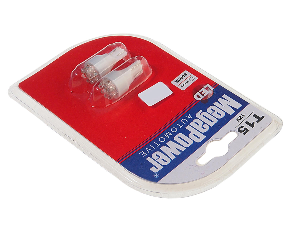 Лампа T15W (W2,1X9,5d) 9 LED WHITE блистер (2шт) 6000K 12V MEGAPOWER preview 1