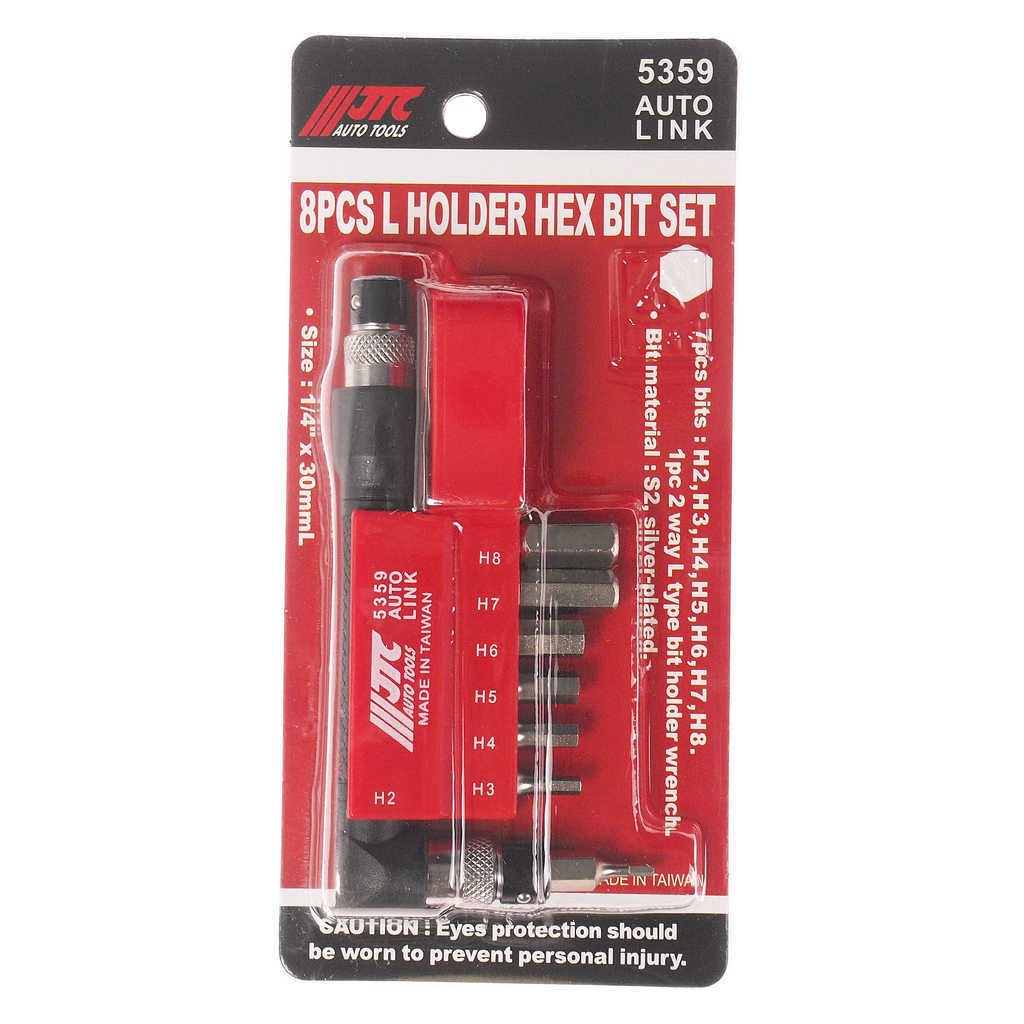 Набор вставок 1/4" 6гр HEX 2,3,4,5,6,7,8 с Г-образным держателем 8пр JTC preview 1