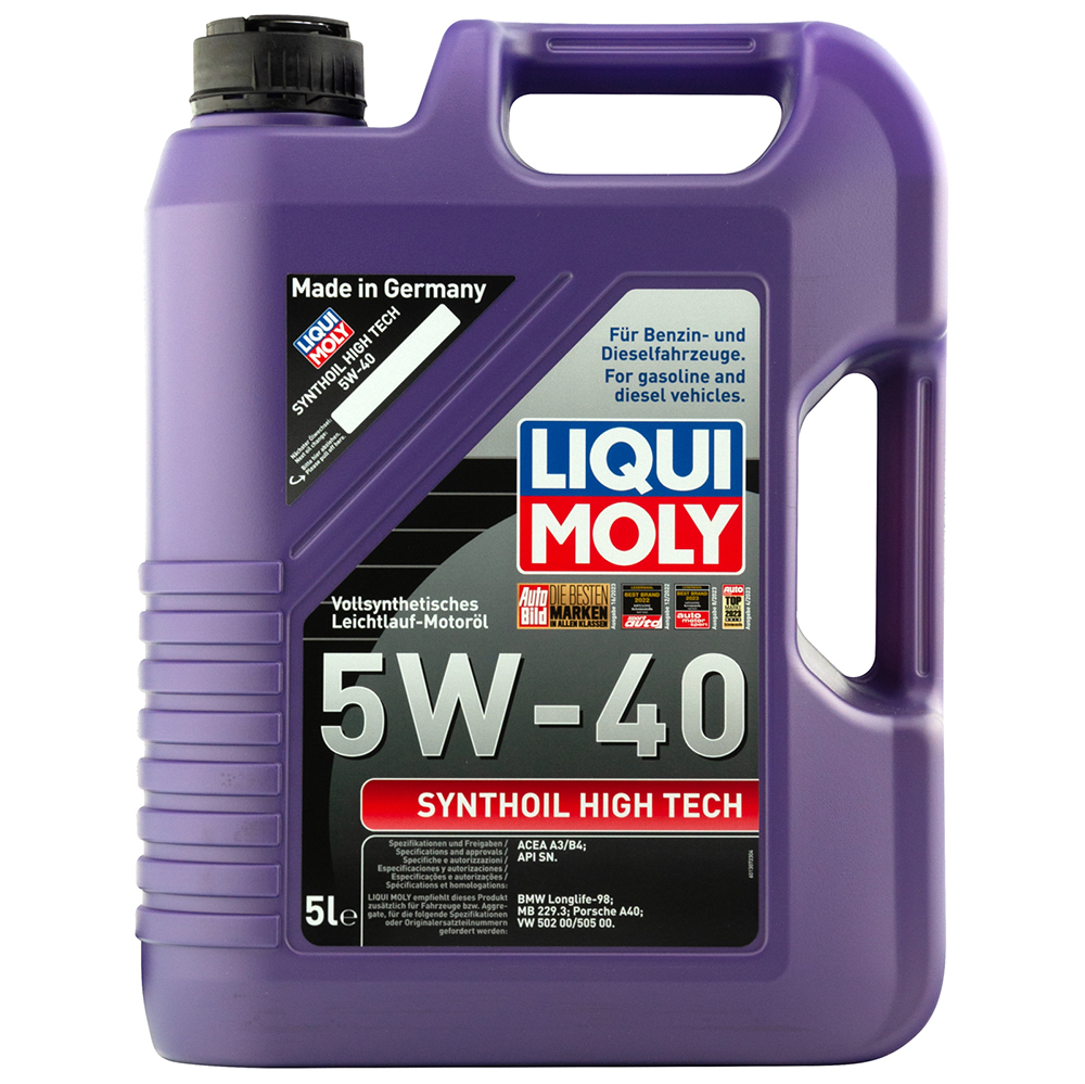 Масло моторное LIQUI MOLY SYNTHOIL HIGH-TECH A3/B4 SN 5W40 5л синт. preview 1 Масло моторное LIQUI MOLY SYNTHOIL HIGH-TECH A3/B4 SN 5W40 5л синт. preview 1