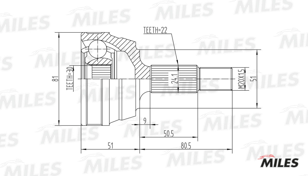 ШРУС AUDI 80/90/VW PASSAT II/JETTA II 1.3-2.2 78-91 нар. preview 3