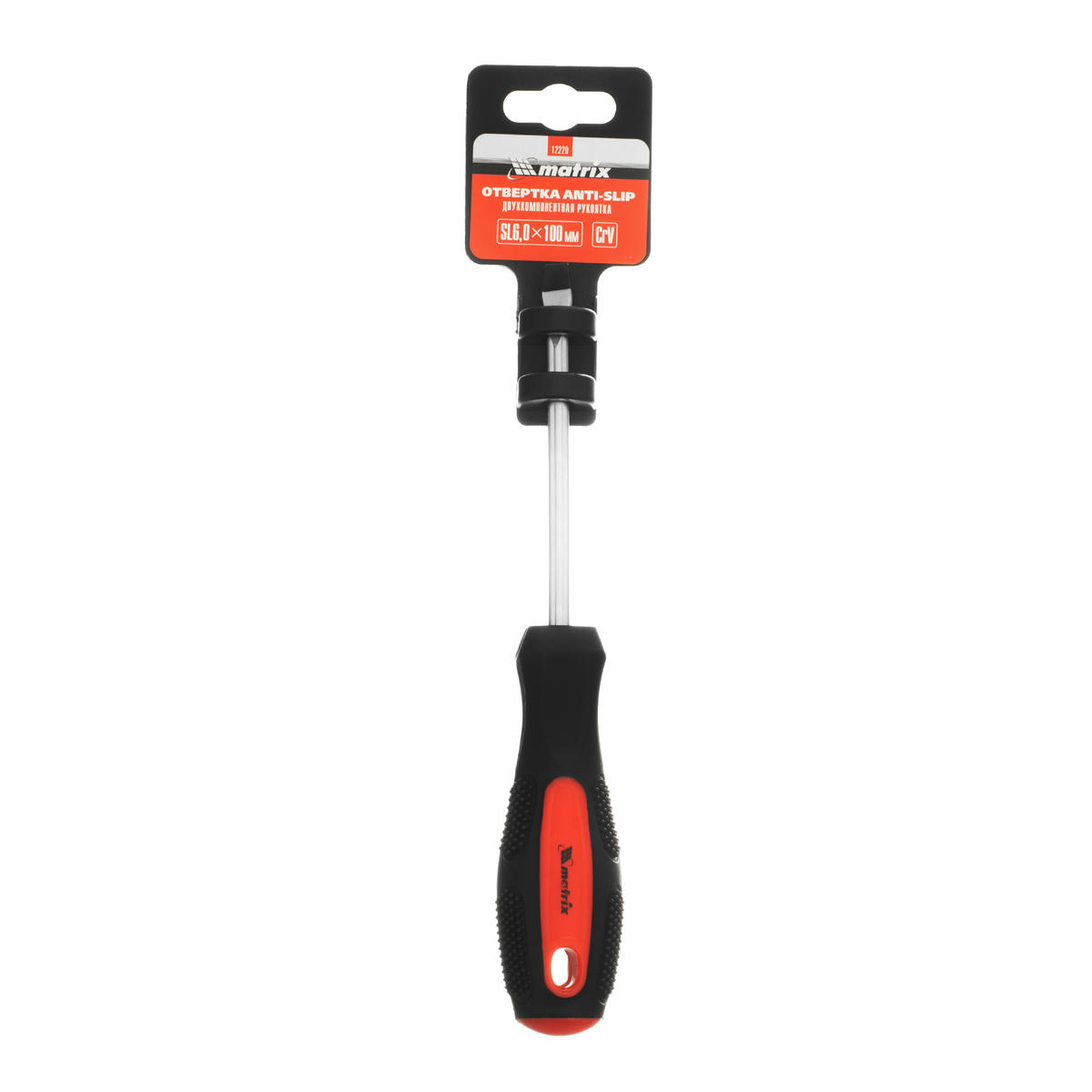 Отвертка Anti-Slip, SL6, 0x100 мм, CrV, двухкомп. рукоятка MATRIX 12220 preview 1