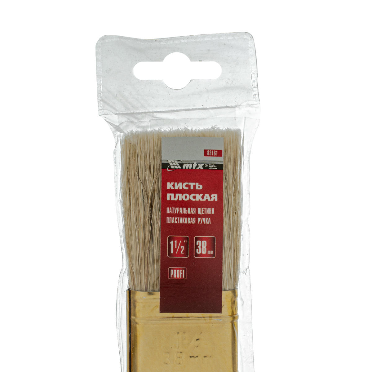 Кисть плоская Профи 1,5", натуральная щетина, пластмассовая ручка MATRIX preview 1