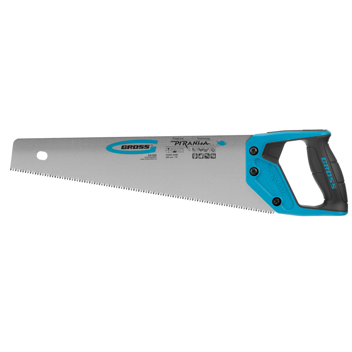 Ножовка по дереву "PIRANHA", 400 мм, 7-8 TPI, зуб - 3D, каленый зуб, 2-х комп. рук-ка GROSS preview 2
