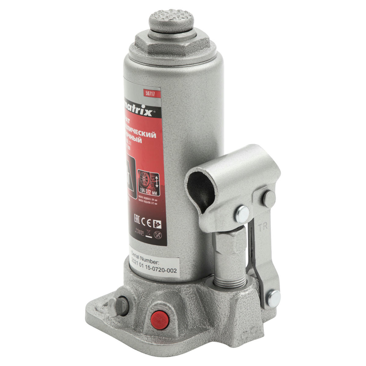 Домкрат бутылочный 3т гидравлический 194–372мм MATRIX preview 1