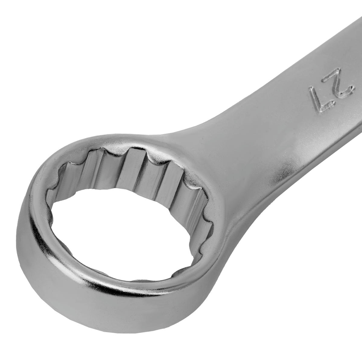 Ключ комбинированный 27мм CrV, матовый хром// STELS preview 4