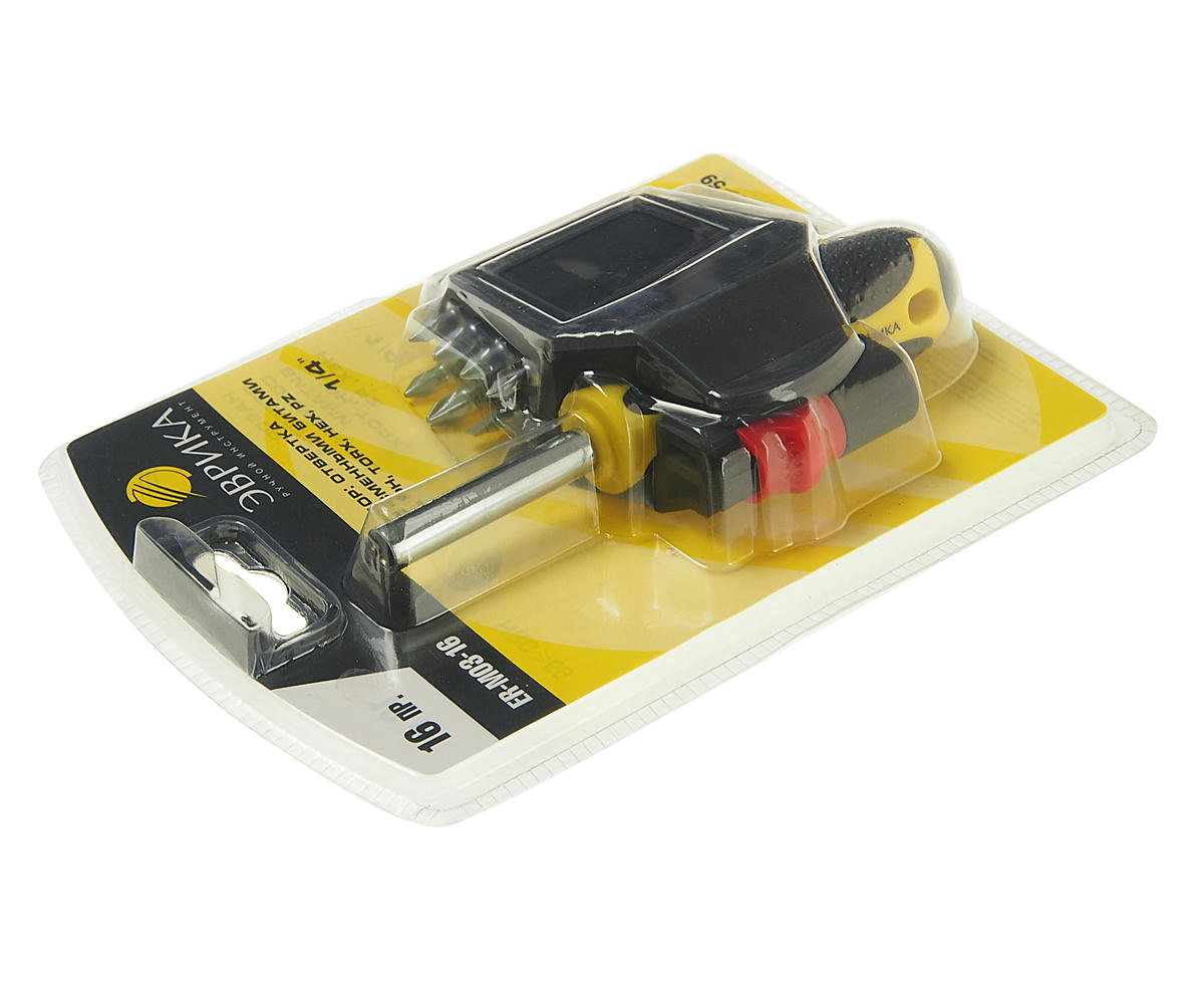 Набор бит 1/4" с воротком и держателем 16пр ЭВРИКА preview 1