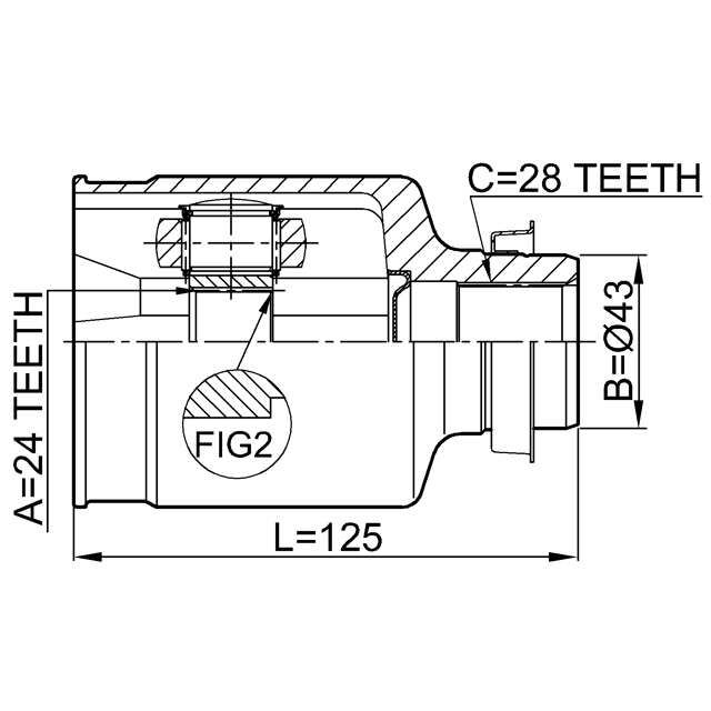 Шрус внутренний правый 24x43x28 preview 2