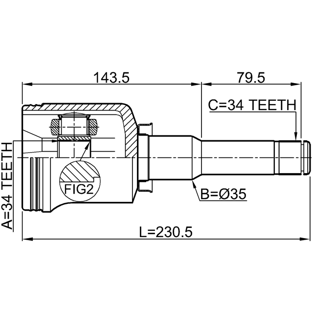 Шрус внутренний левый 34x35x34 preview 2