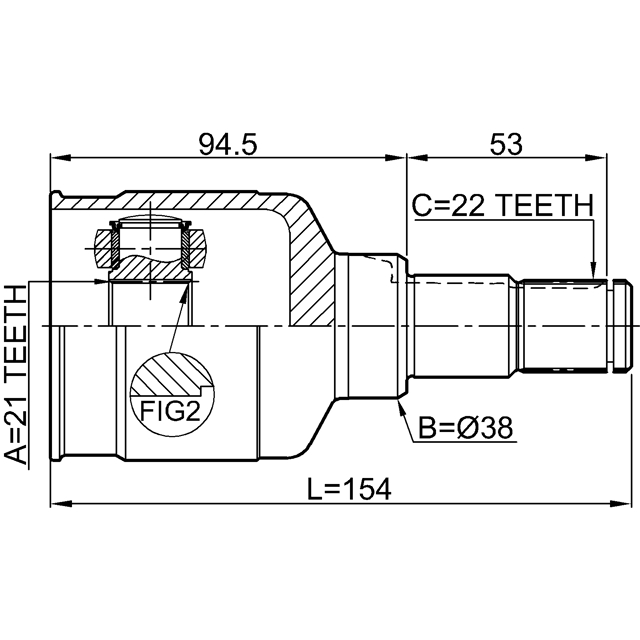 ШРУС ВНУТРЕННИЙ 21X38X22, шт preview 2
