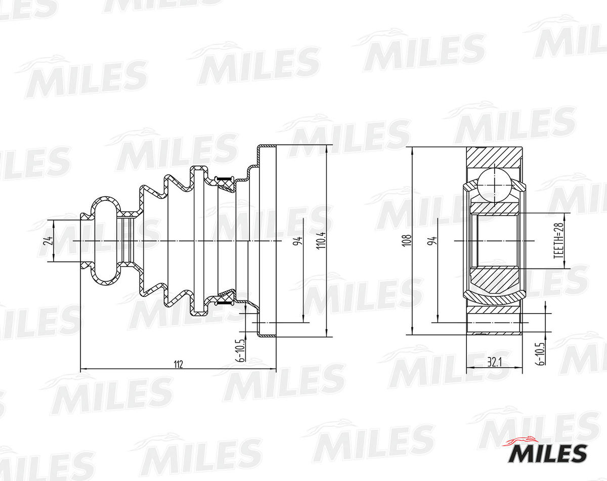 ШРУС MB VITO W638/OPEL OMEGA A 2.0-3.0 85-03 внутр. preview 3