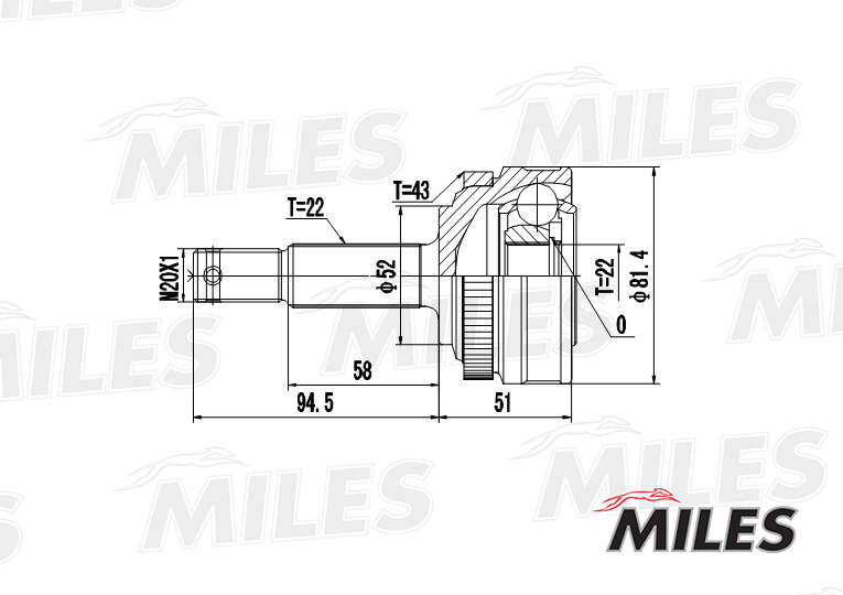 ШРУС OPEL VECTRA A 1.4-1.6 88-95 нар. +ABS preview 3