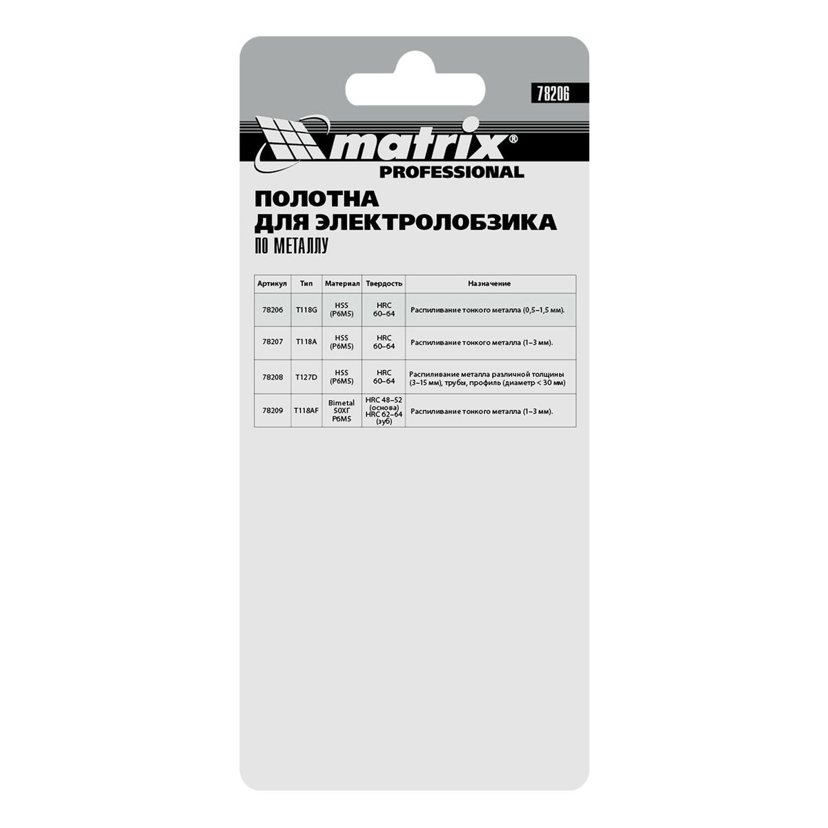 Полотна для электролобзика по металлу, 3 шт. T118G, 50 х 0,8мм, HSS MATRIX Professional preview 5