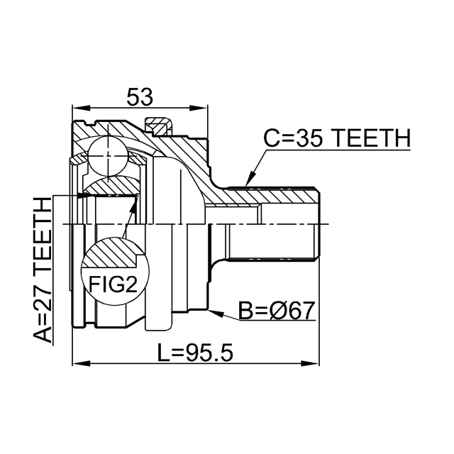 Шрус наружный 27x67x35 preview 2