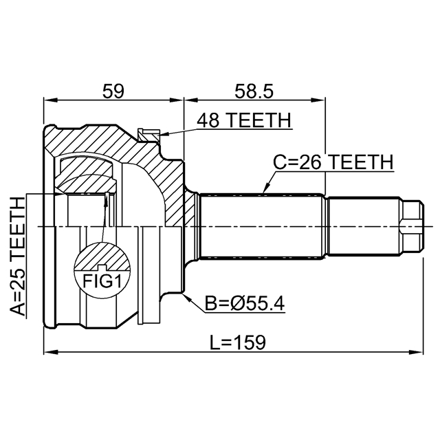 Шрус наружный 25X55.4X26 preview 2