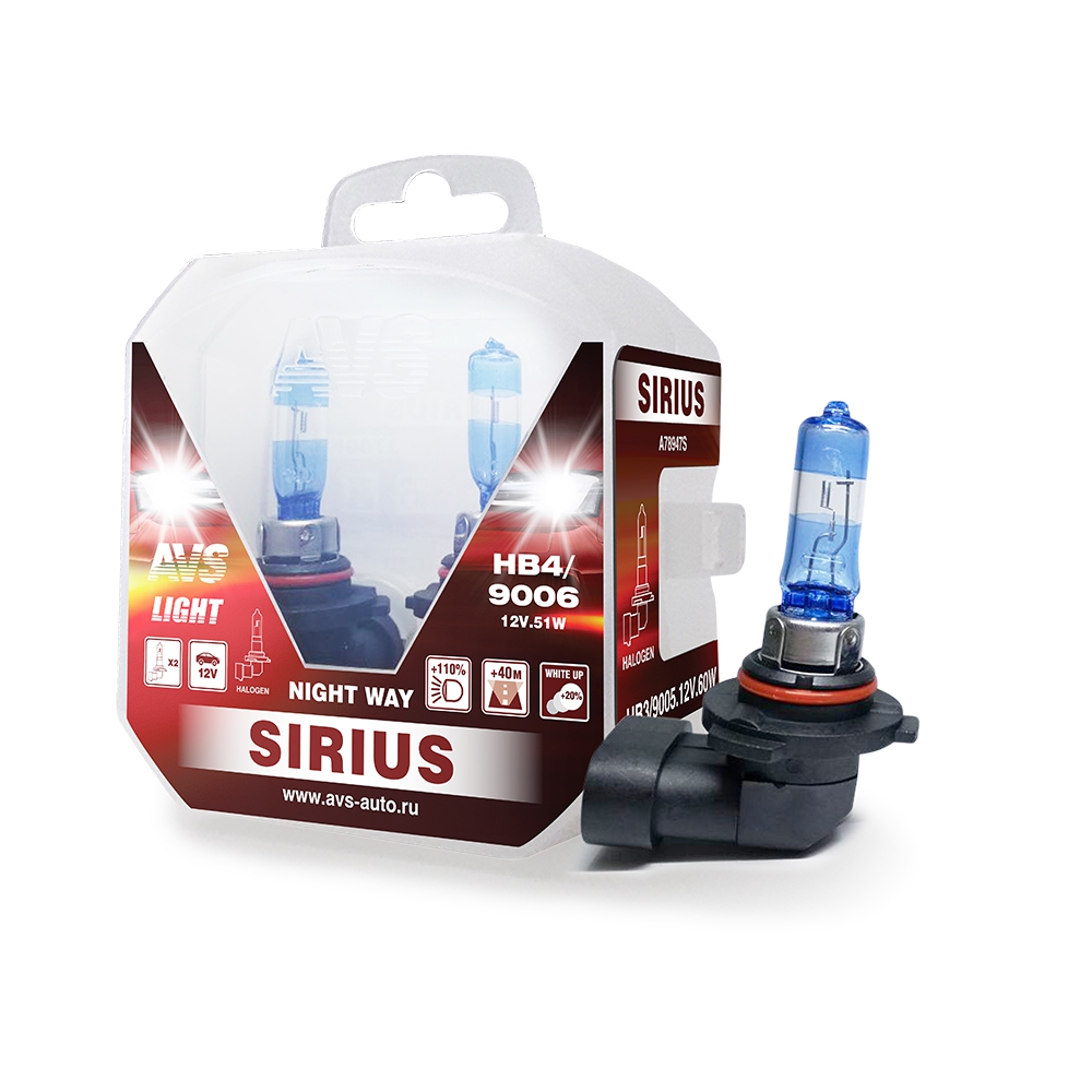 Галогенная лампа AVS SIRIUS/NIGHT WAY/ PB HB4/9006.12V.55W. 2шт., шт preview 1