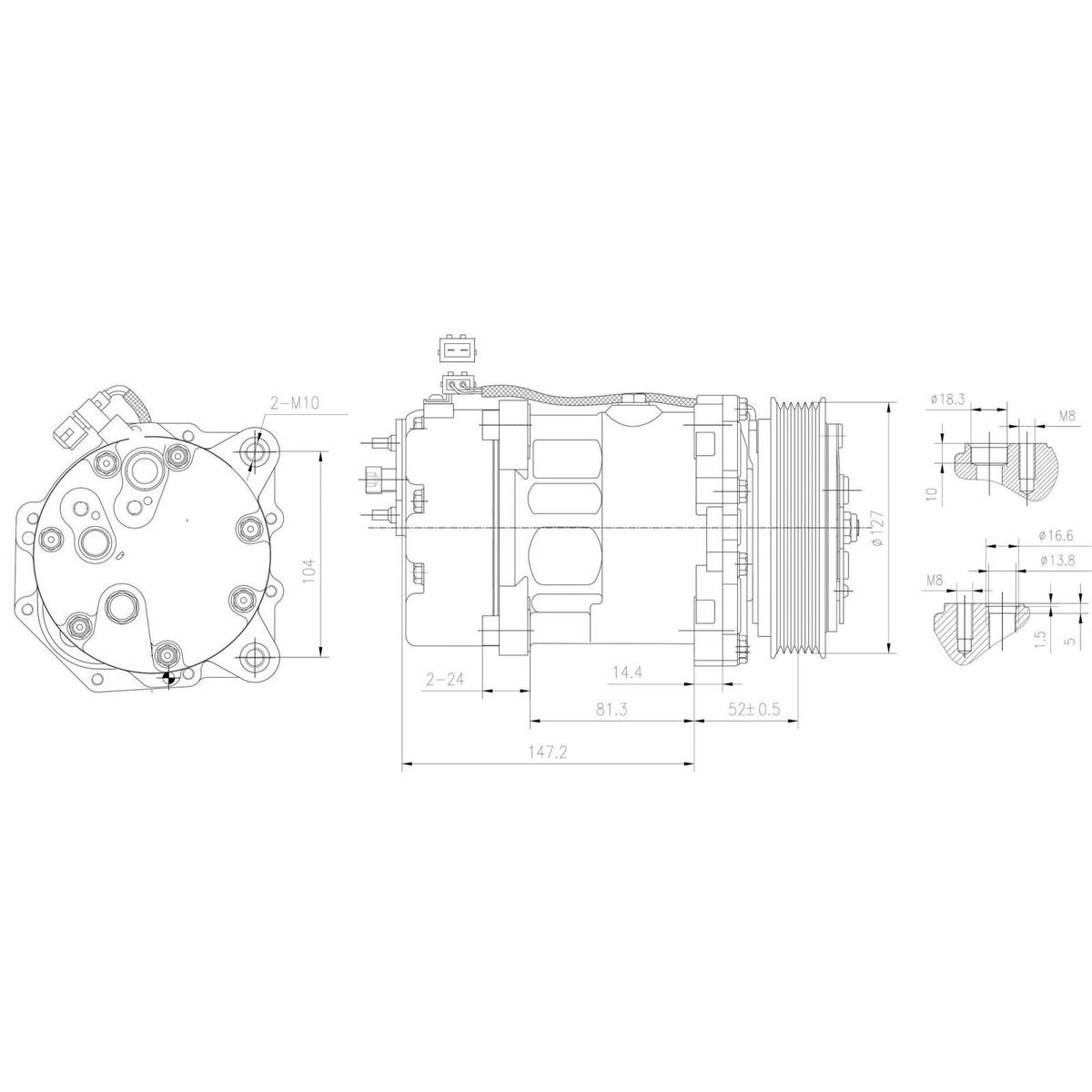 Компрессор кондиц. для а/м VW Transporter T4 (90-) (LCAC 1896) preview 3
