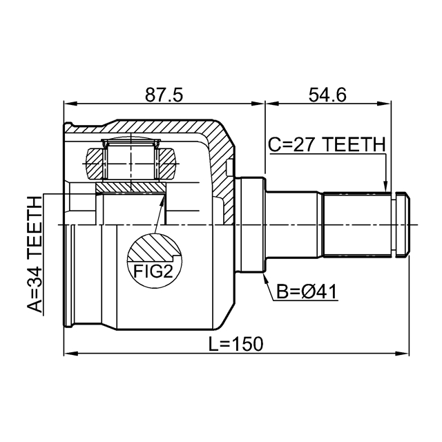 2211-MAGLH_ШРУС внутренний левый к-кт!34X41X27 Kia Magentis 00-05 preview 2