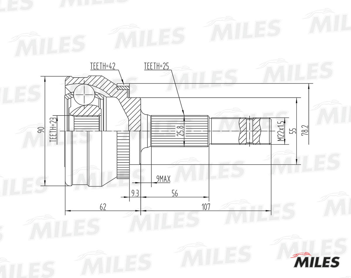 ШРУС NISSAN ALMERA N15/SUNNY N14 1.6-2.0D 90-00 нар. +ABS preview 3