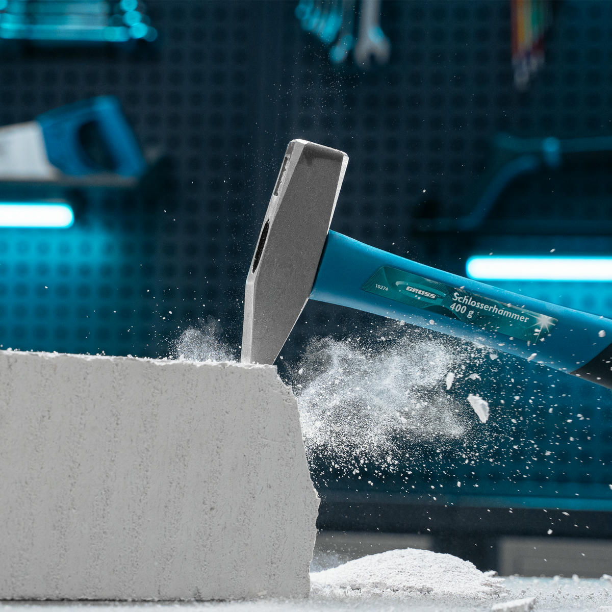 Молоток 400г слесарный квадратный боек, фибергласовая обрезиненная рукоятка GROSS preview 1