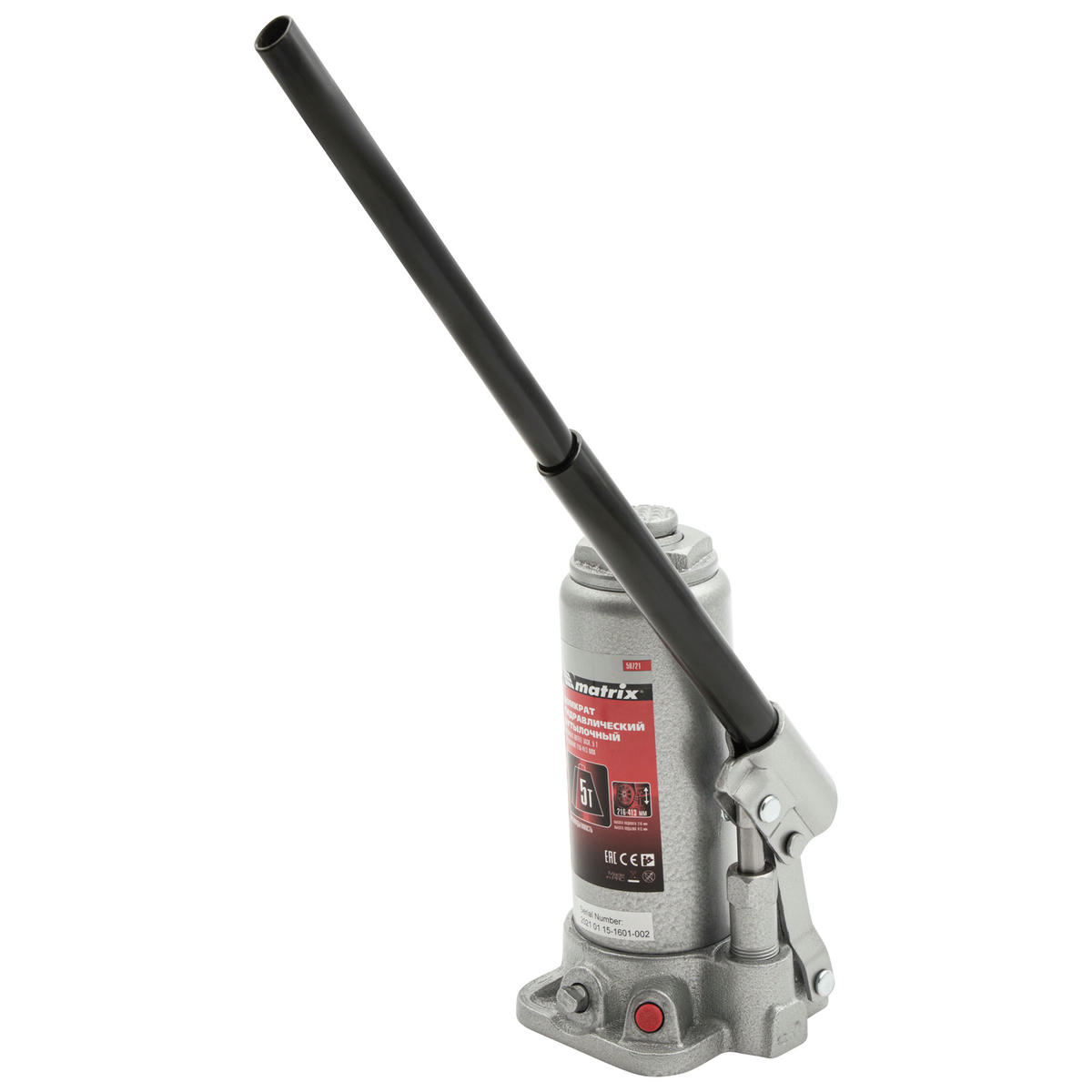 Домкрат гидравлический бутылочный, 5 т, высота подъема 216-413 мм MATRIX Master 50721 MATRIX 50721 preview 6