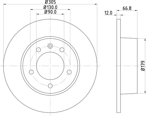 Диск торм. для а/м Renault Master (98-)/Opel Movano (98-) зад. d=305 (не вент.) (DF 261012) preview 3
