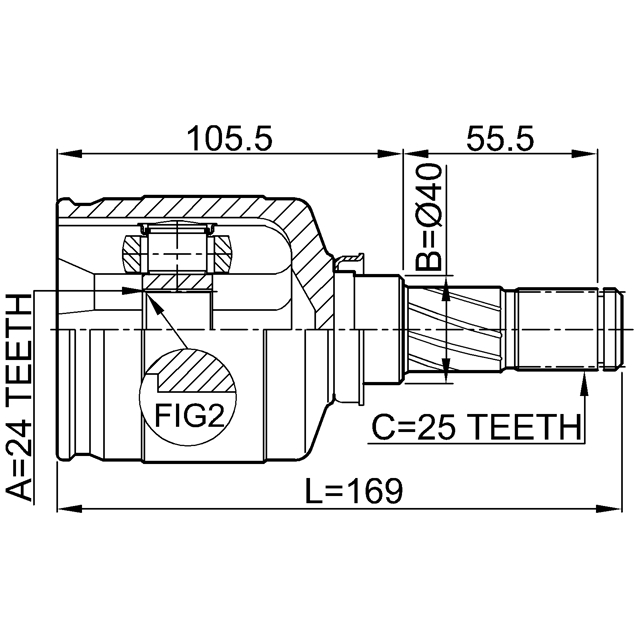 0211-P12QR20LH_ШРУС внутренний левый к-кт! 24x40x25 Nissan Primera 01-07 preview 2