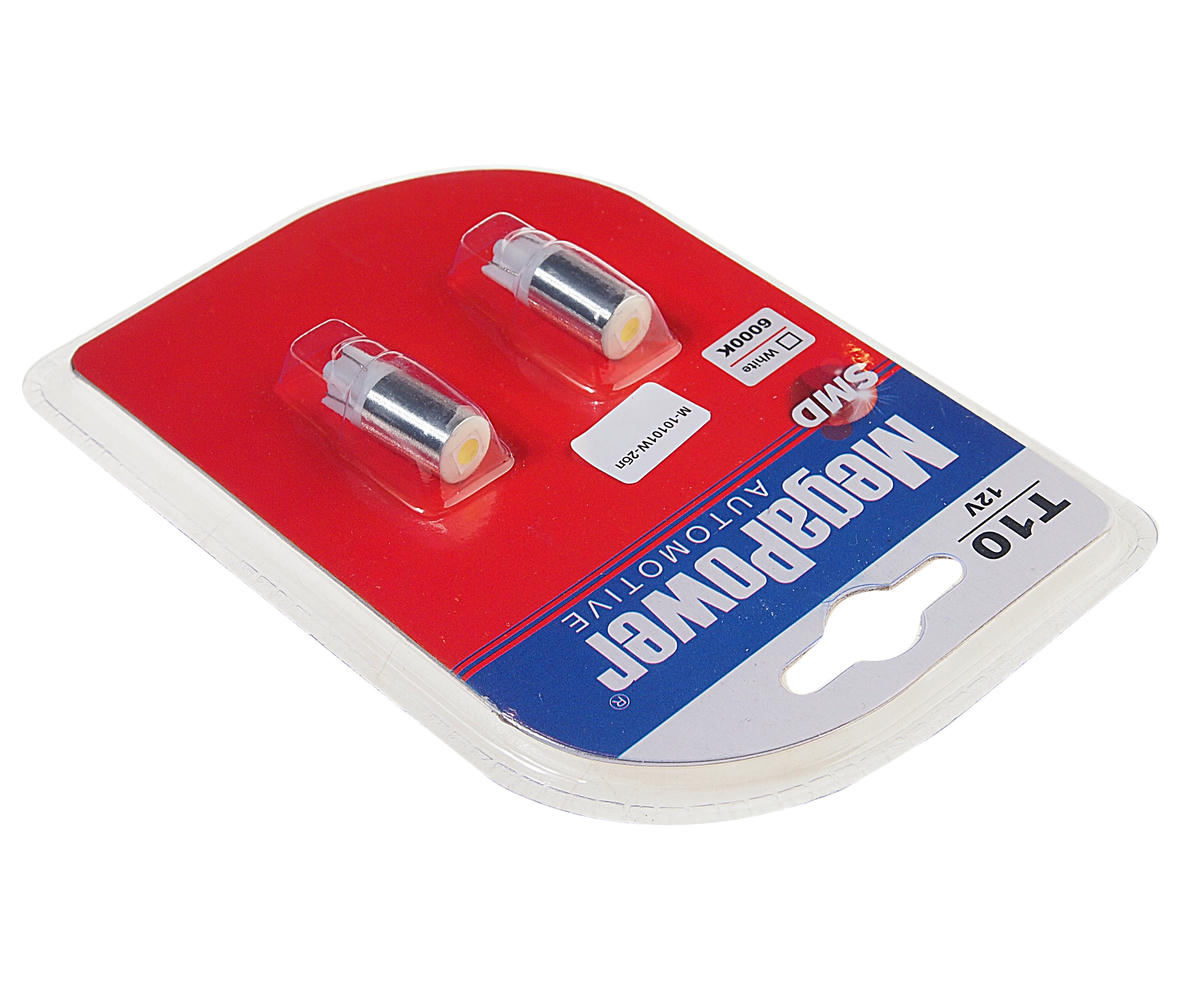 Лампа T10W (W2,1x9,5d) 1 SMD 5050 WHITE 6000K 12V MEGAPOWER preview 1