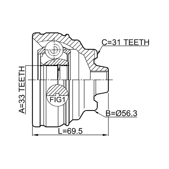 Шрус наружный 33x56.3x31 preview 2