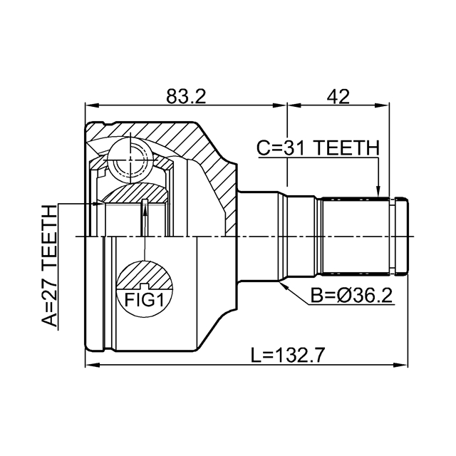 ШРУС внутренний FEBEST 2711-XC70LH preview 2
