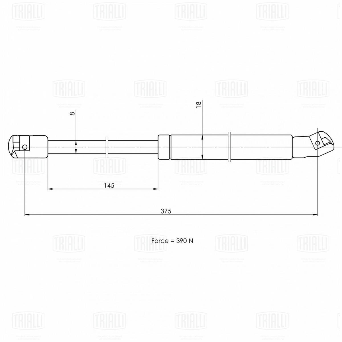 Газовый упор багажника TRIALLI GS 1826 preview 2