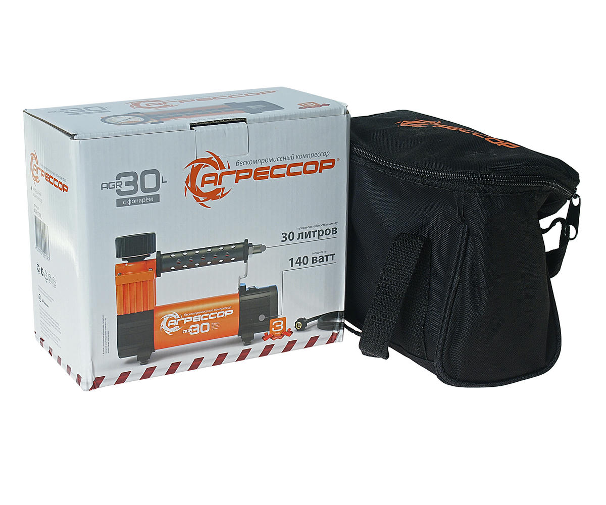 Компрессор автомобильный Агрессор 30л/мин с фонарем preview 2