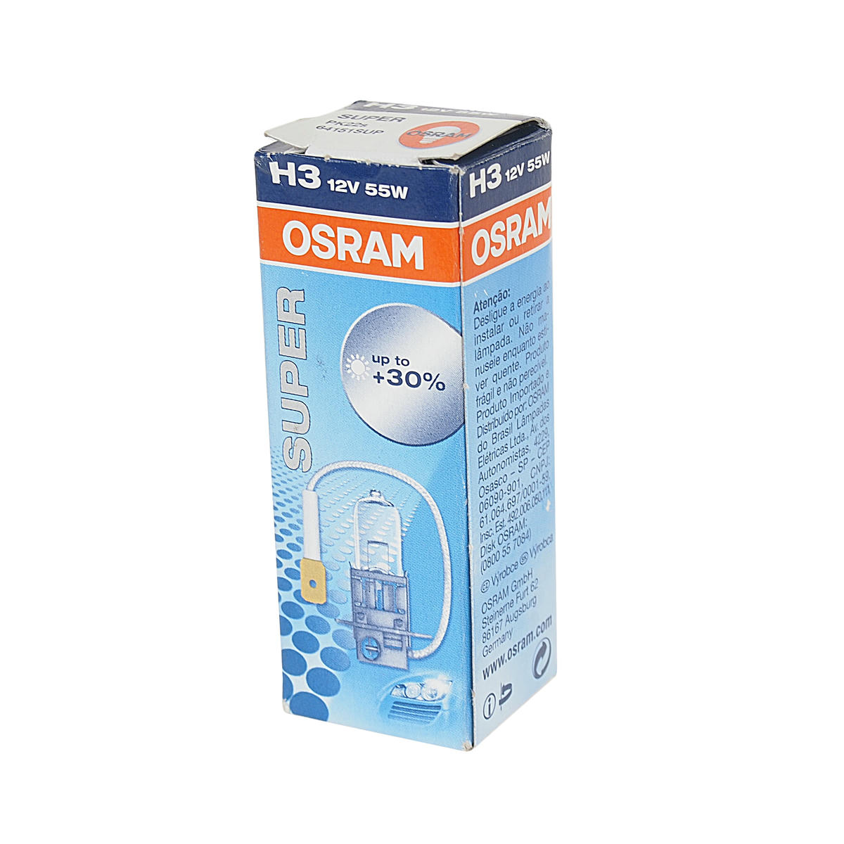 Лампа 12V H3 55W +30% PK22s OSRAM SUPER 1 шт. картон 64151SUP preview 1