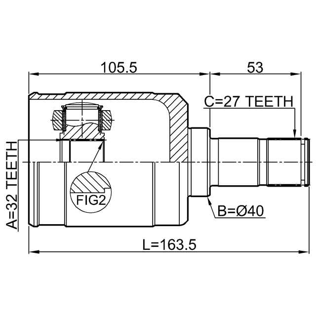 ШРУС ВНУТРЕННИЙ ЛЕВЫЙ 32X40X27, шт preview 2