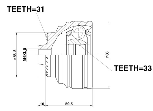 ШРУС для а/м BMW 3 F30/F35 (11-)/X1 (E84) (09-) (наруж. перед.) (GO 2603) preview 3
