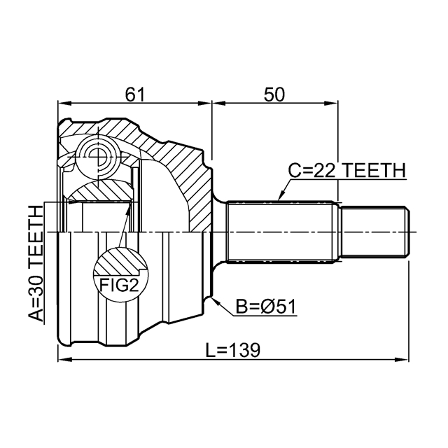 Шрус наружный 30X51X22 preview 2