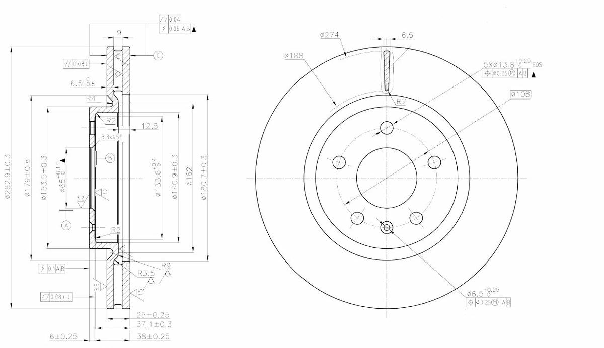 Диск торм. для а/м Chery M11 (08-) перед. d=283 (DF 084818) preview 3