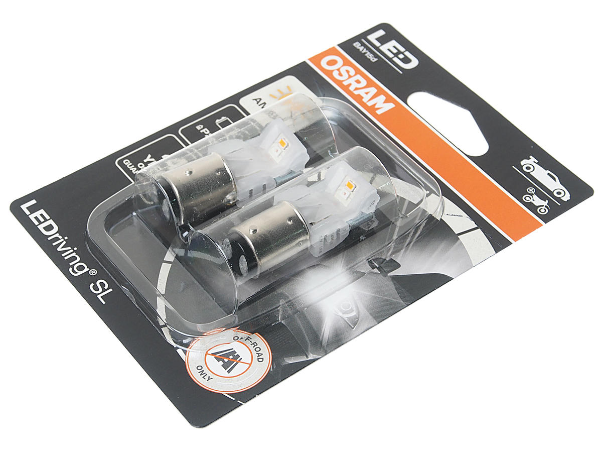 Лампа светодиодная 12V P21/5W BAY15d двухконтактная блистер (2шт.) Yellow OSRAM preview 1