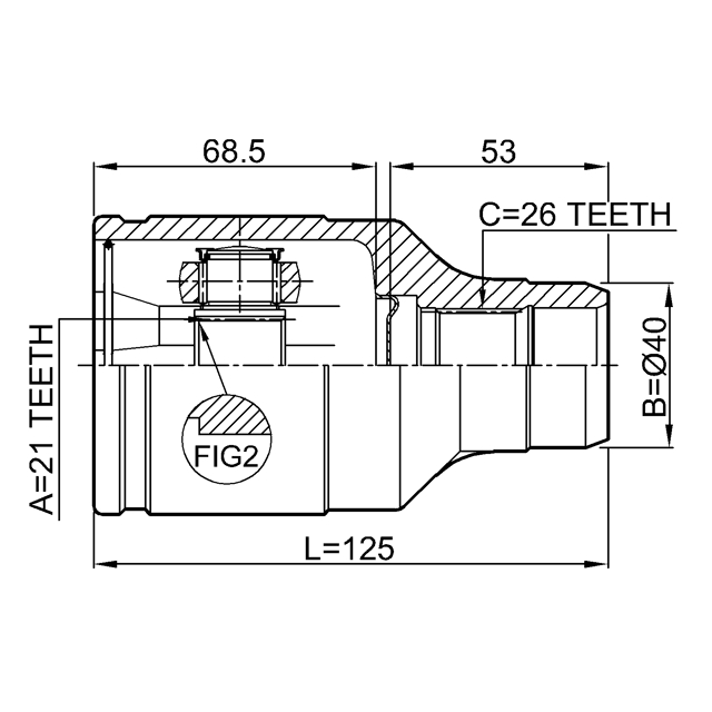 0711-LNRH_ШРУС внутренний правый к-кт! 21x40x26 Suzuki Liana 1.3/1.6 4WD 01> preview 2