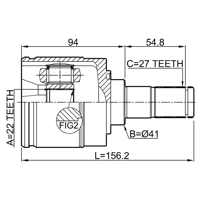 Шрус внутренний левый 22X41X27 preview 2
