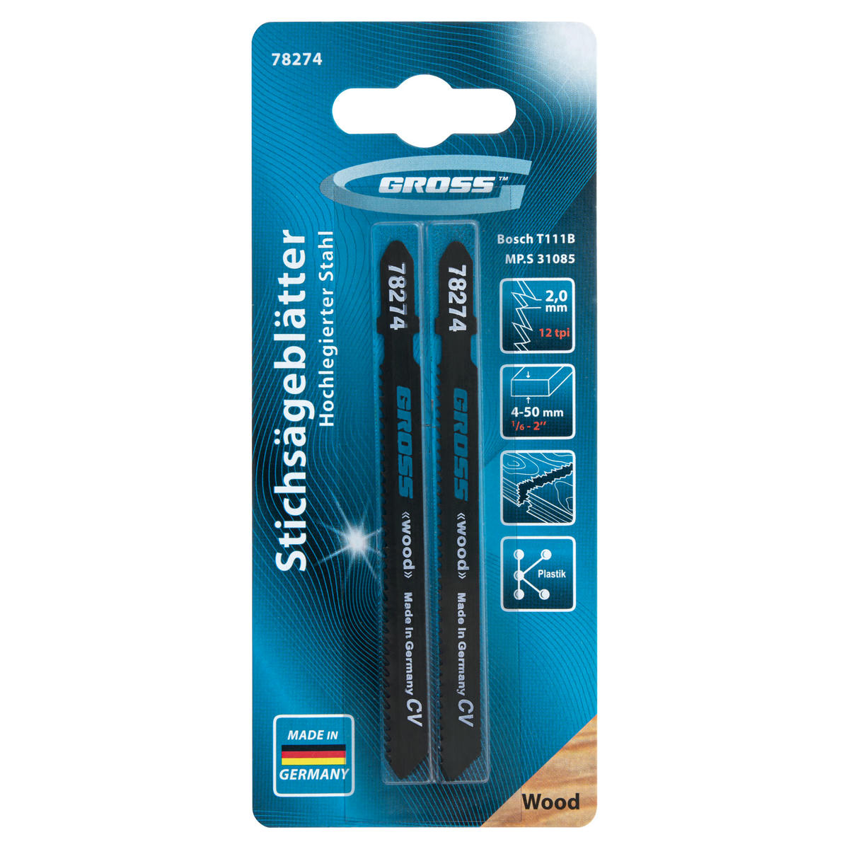 Полотна для электролобзика  по дереву, 2 шт.( 31085 - T111B ) GROSS preview 4