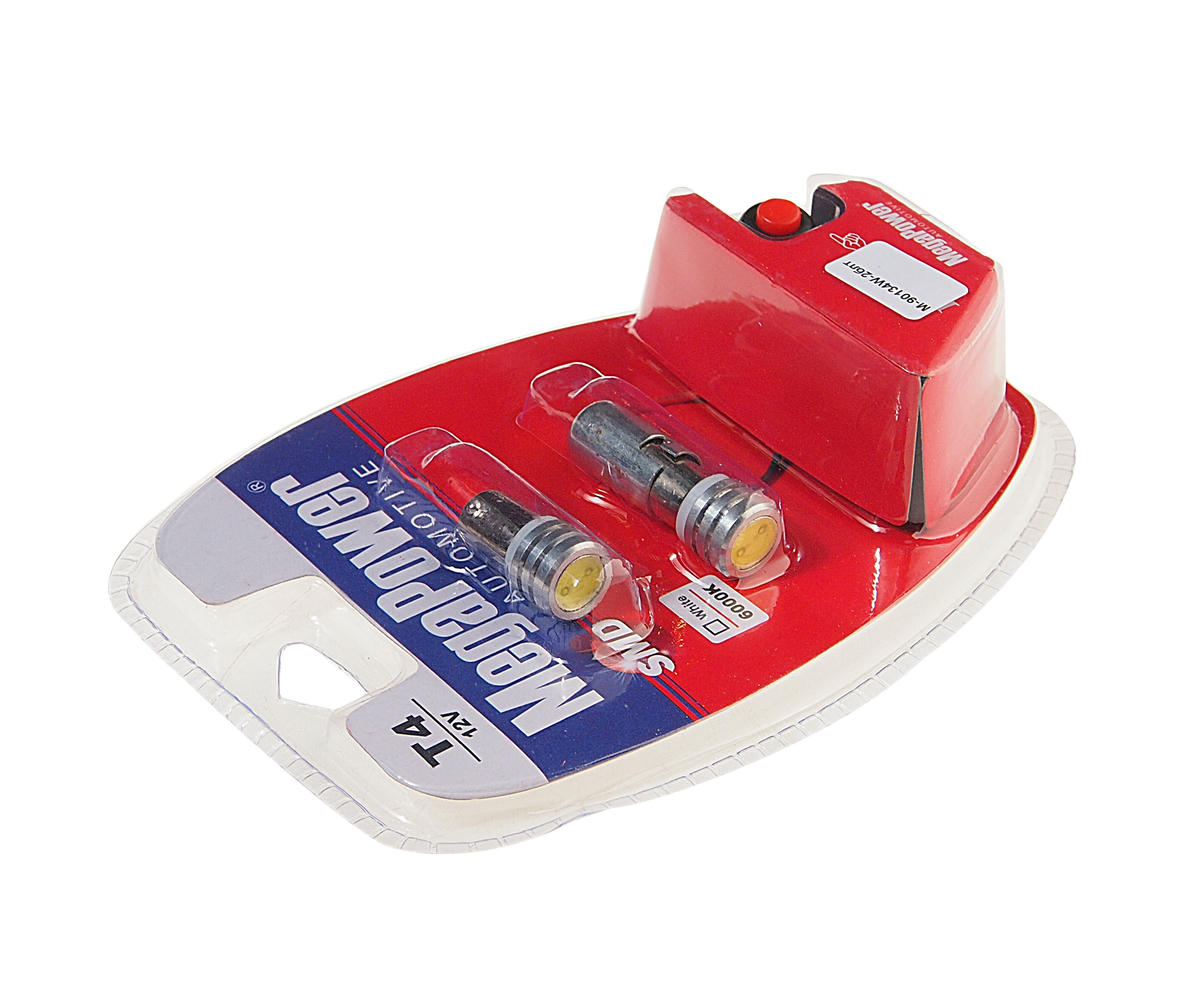 Лампа T4W (BA9s) 1 SMD 7080 WHITE блистер с тестером (2 шт) 6000K 12V MEGAPOWER preview 1