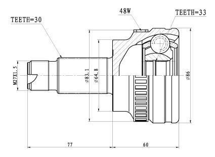 ШРУС для а/м BMW 3 E90 (05-) (наруж. перед.) (GO 2601) preview 3