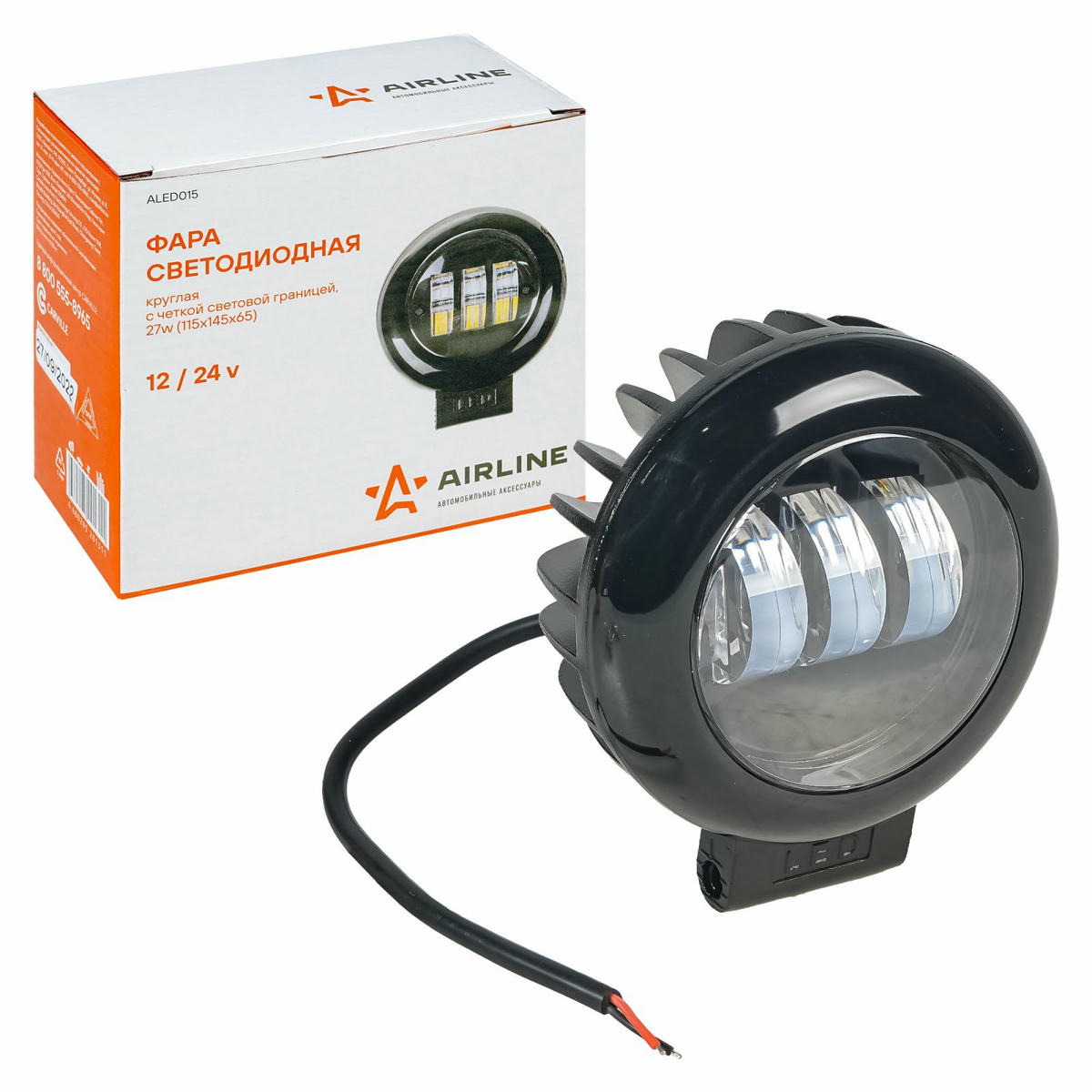 Фара светодиодная круглая, четкая свет. граница, 27W (115х145х65) 12/24V (ALED015) preview 1