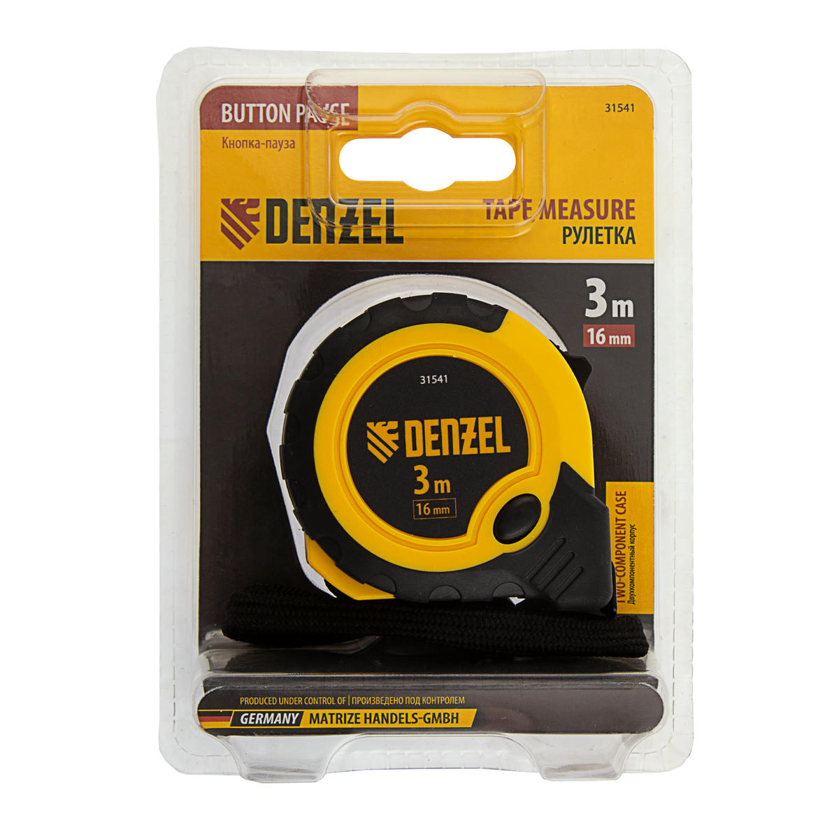 Рулетка 3м 16мм двухкомп. корпус, кнопка пауза DENZEL preview 7