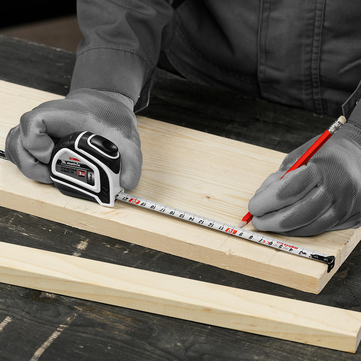 Рулетка Autostop, 3 м х 16 мм, двухкомпонентный корпус, автоматическая фиксация, PRO// Matrix preview 9