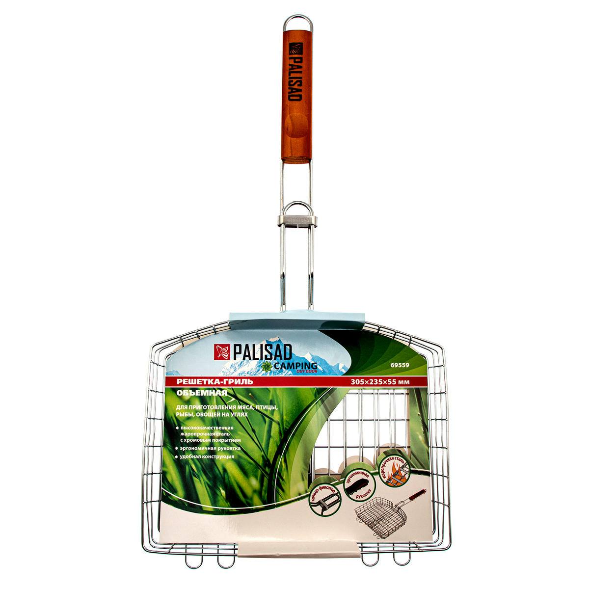 Решетка гриль 305х235*55мм объемная хромир. PALISAD preview 7