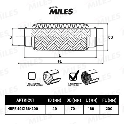 Гофра глушителя MILES HBFE49X166-200 preview 2