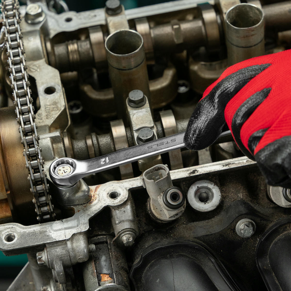 Ключ комбинированный 12 мм, CrV, матовый хром// STELS preview 6